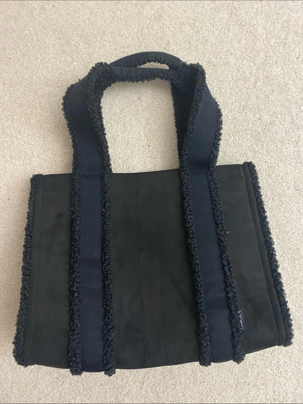 lululemon athletica Black Frayed-Trim Tote with Metal Logo